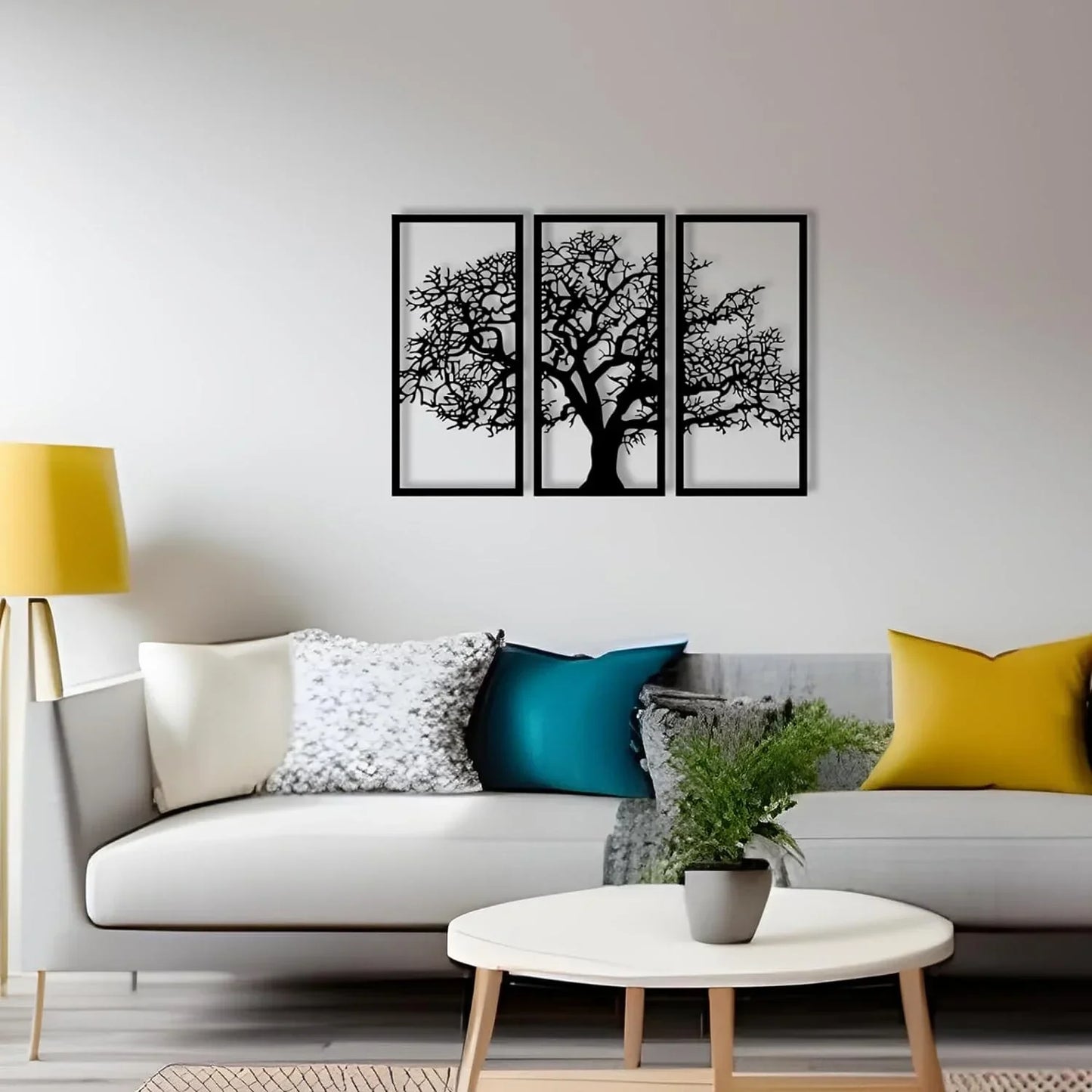 Wooden 3 Pieces Tree Wall Art Panel Frame