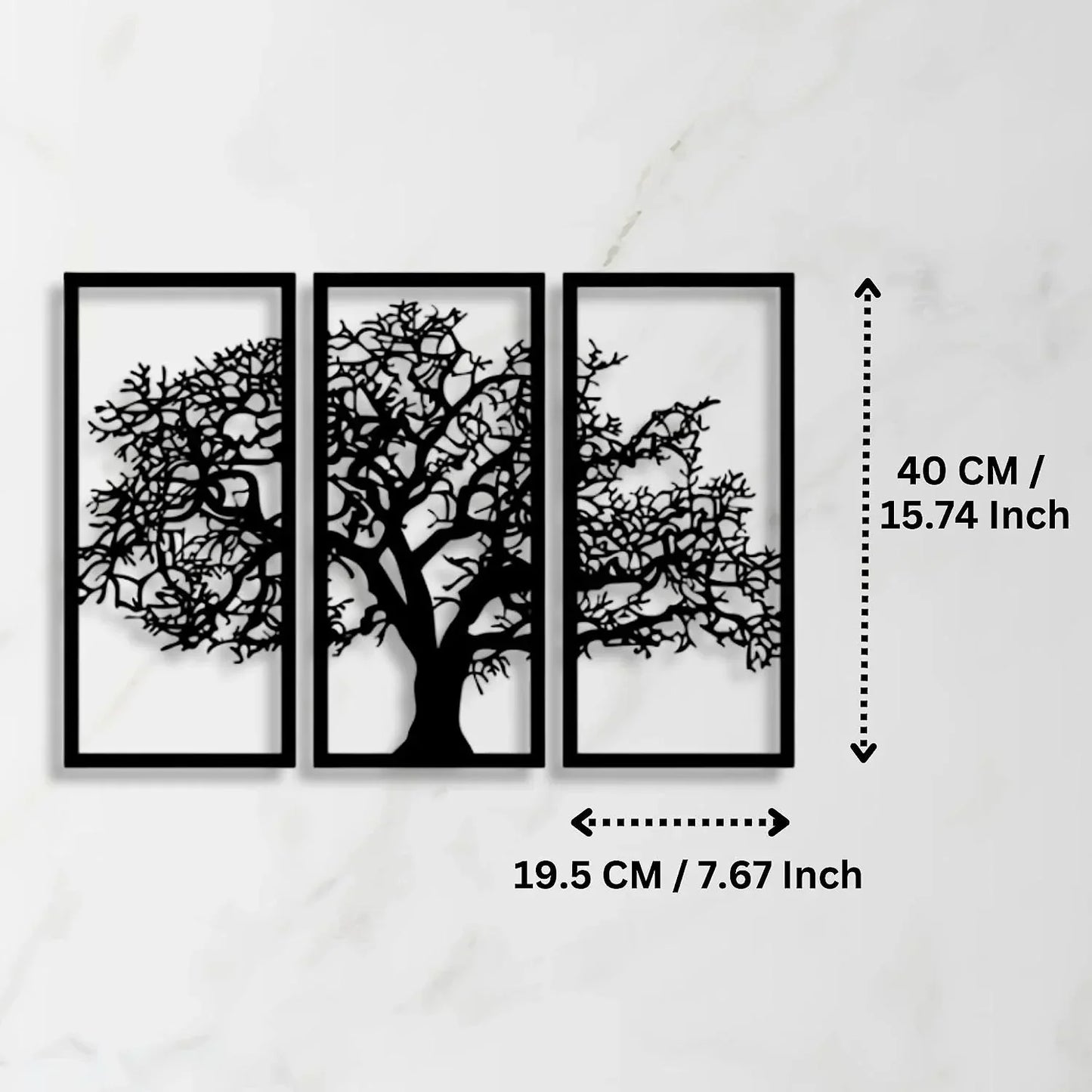 Wooden 3 Pieces Tree Wall Art Panel Frame