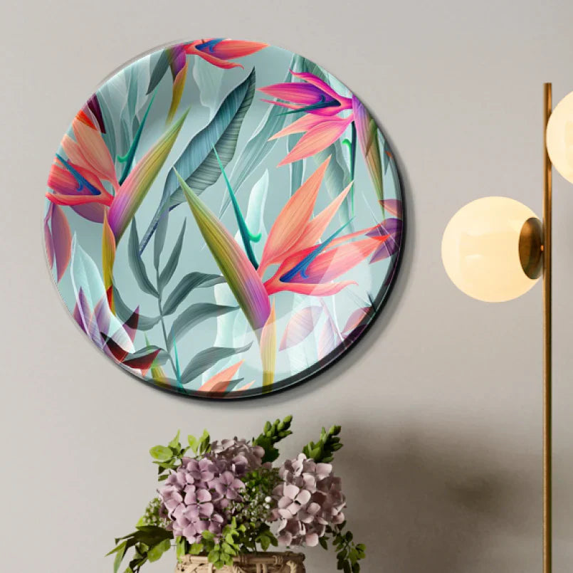 Colorful Tropical Leaves Ceramic Wall Plate Home Decor