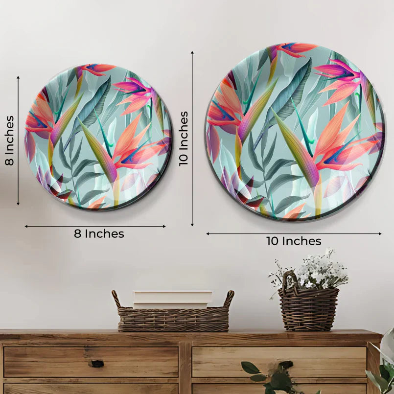 Colorful Tropical Leaves Ceramic Wall Plate Home Decor