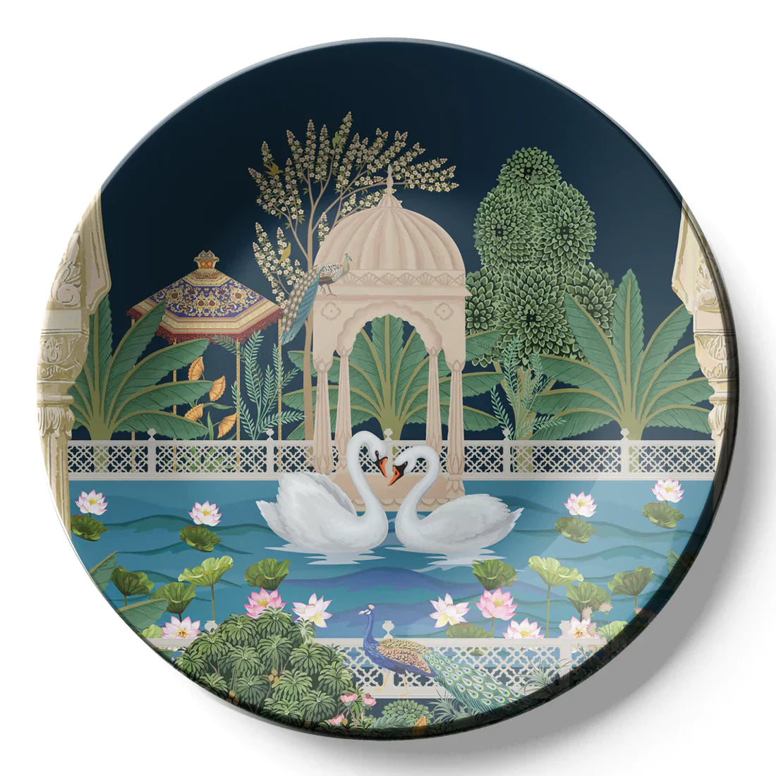 Swan Couple Ceramic Wall Plate Home Decor