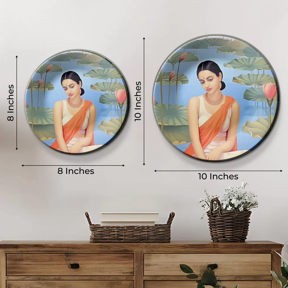 Thinking Women and Lotus Ceramic Wall Plate Home Décor