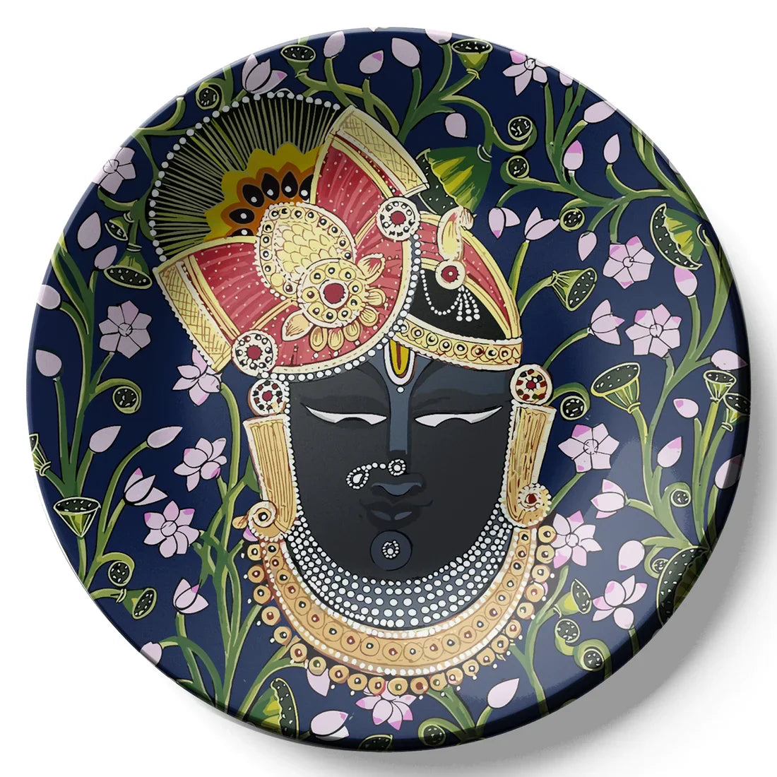 Shrinath Ji Blue and Pink Wall Plate Home Décor