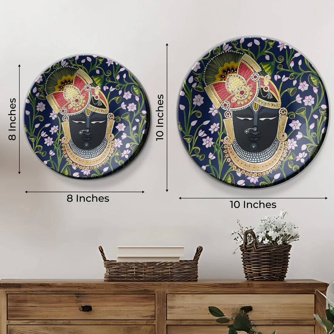 Shrinath Ji Blue and Pink Wall Plate Home Décor