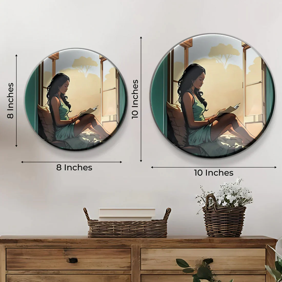 Women Reading Near Window Story Wall Plate Home Décor