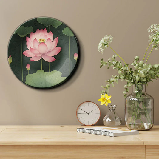 Pink Lotus Ceramic Wall Plate Home Decor