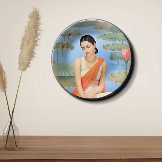 Thinking Women and Lotus Ceramic Wall Plate Home Décor