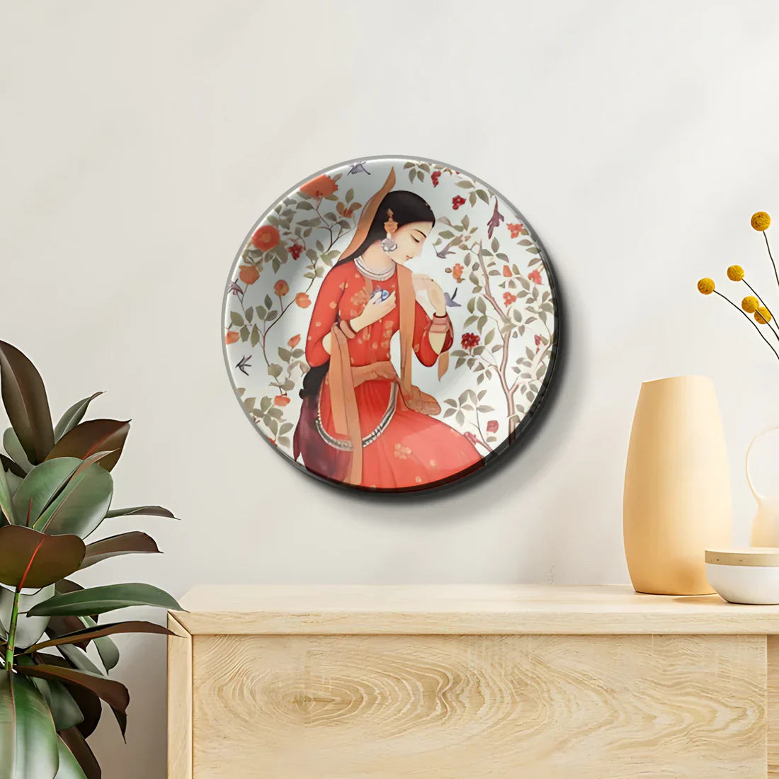 Woman in Red Dress Wall Plate Home Décor