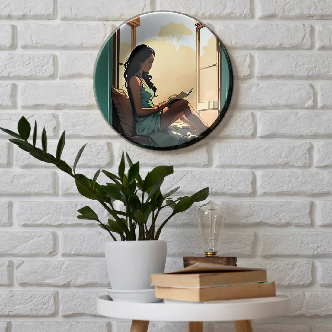 Women Reading Near Window Story Wall Plate Home Décor