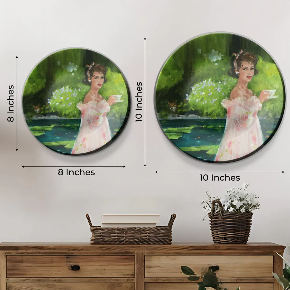 Woman Enjoying Tea Time In Garden Wall Plate Décor