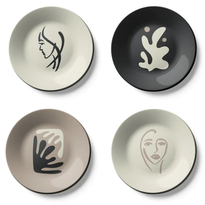 Set of 4 Minimalistic Art Clam Luxury Wall Plates Home Decor