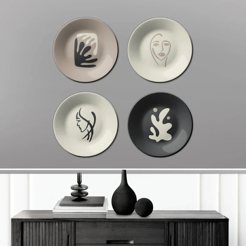 Set of 4 Minimalistic Art Clam Luxury Wall Plates Home Decor