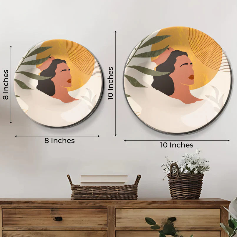 Boho Woman Ceramic Wall Plate Home Decor