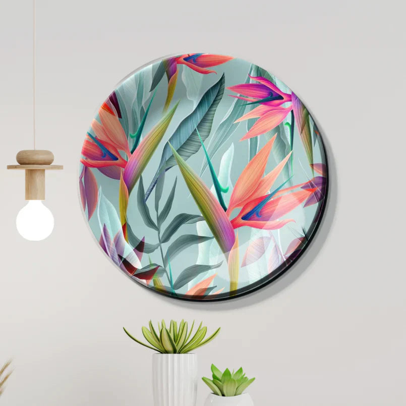 Colorful Tropical Leaves Ceramic Wall Plate Home Decor