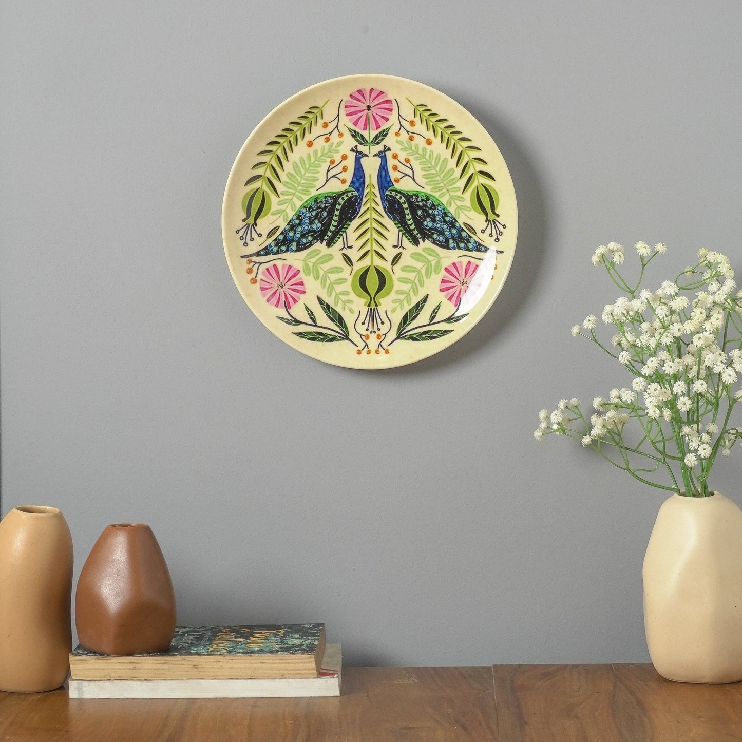 Floral Peacock Wall Plate