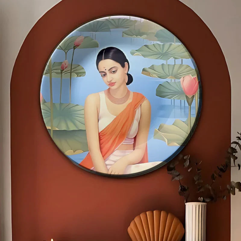 Thinking Women and Lotus Ceramic Wall Plate Home Décor