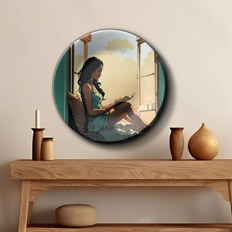 Women Reading Near Window Story Wall Plate Home Décor