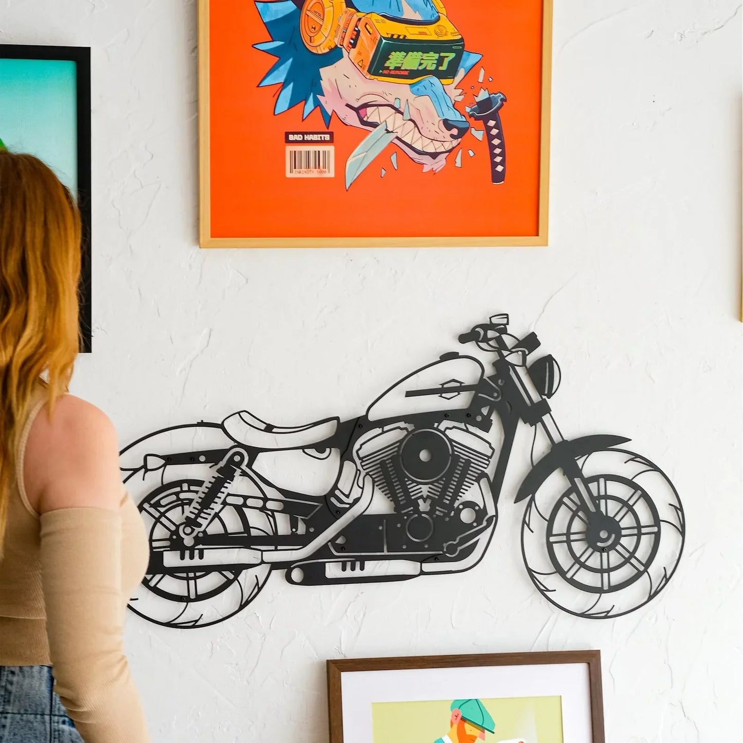 Stylish Motorbike Wooden Wall Decor