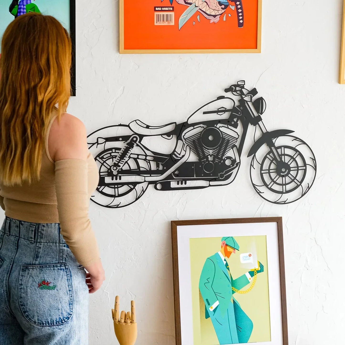 Stylish Motorbike Wooden Wall Decor