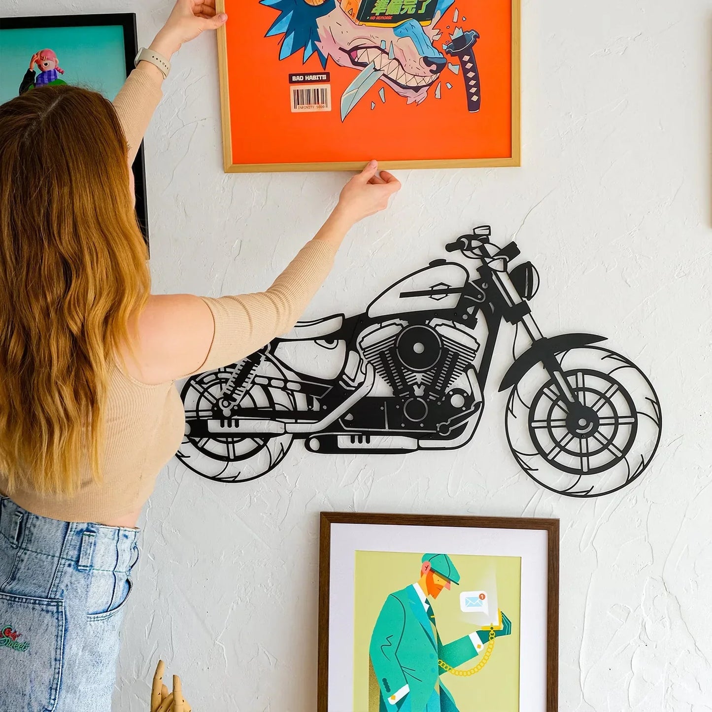 Stylish Motorbike Wooden Wall Decor