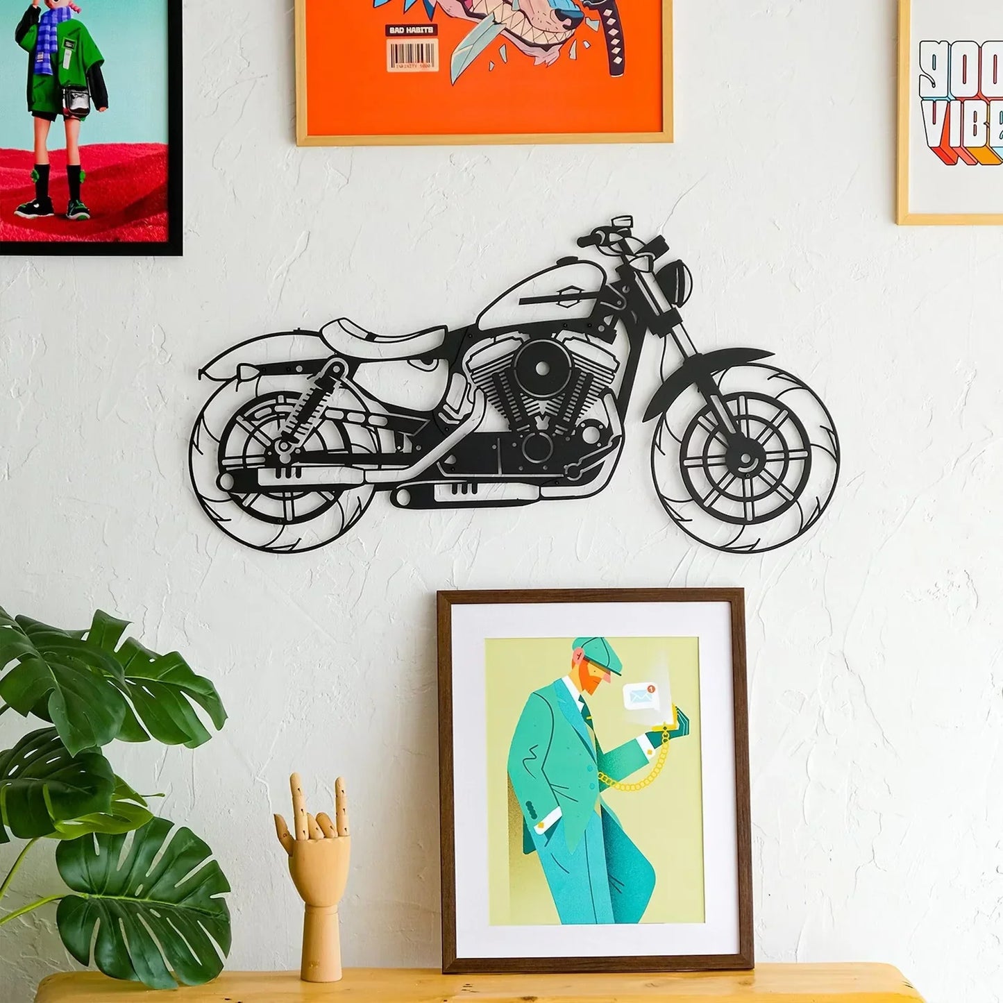 Stylish Motorbike Wooden Wall Decor