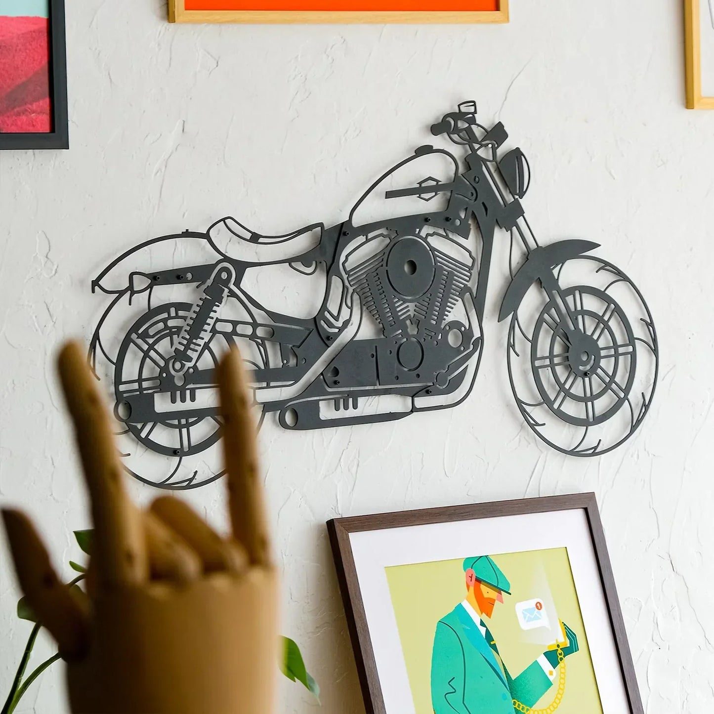 Stylish Motorbike Wooden Wall Decor