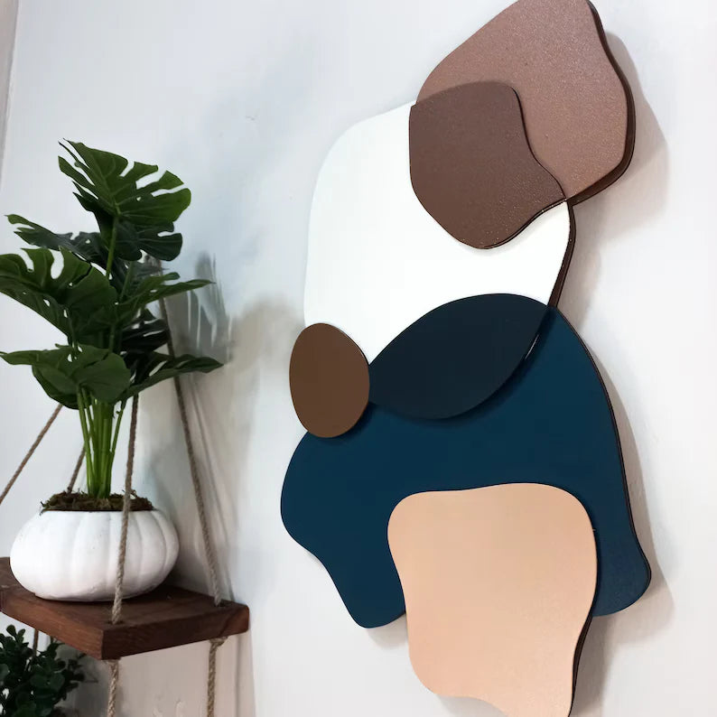 Geometric Layered Colorful Wood Wall Decor